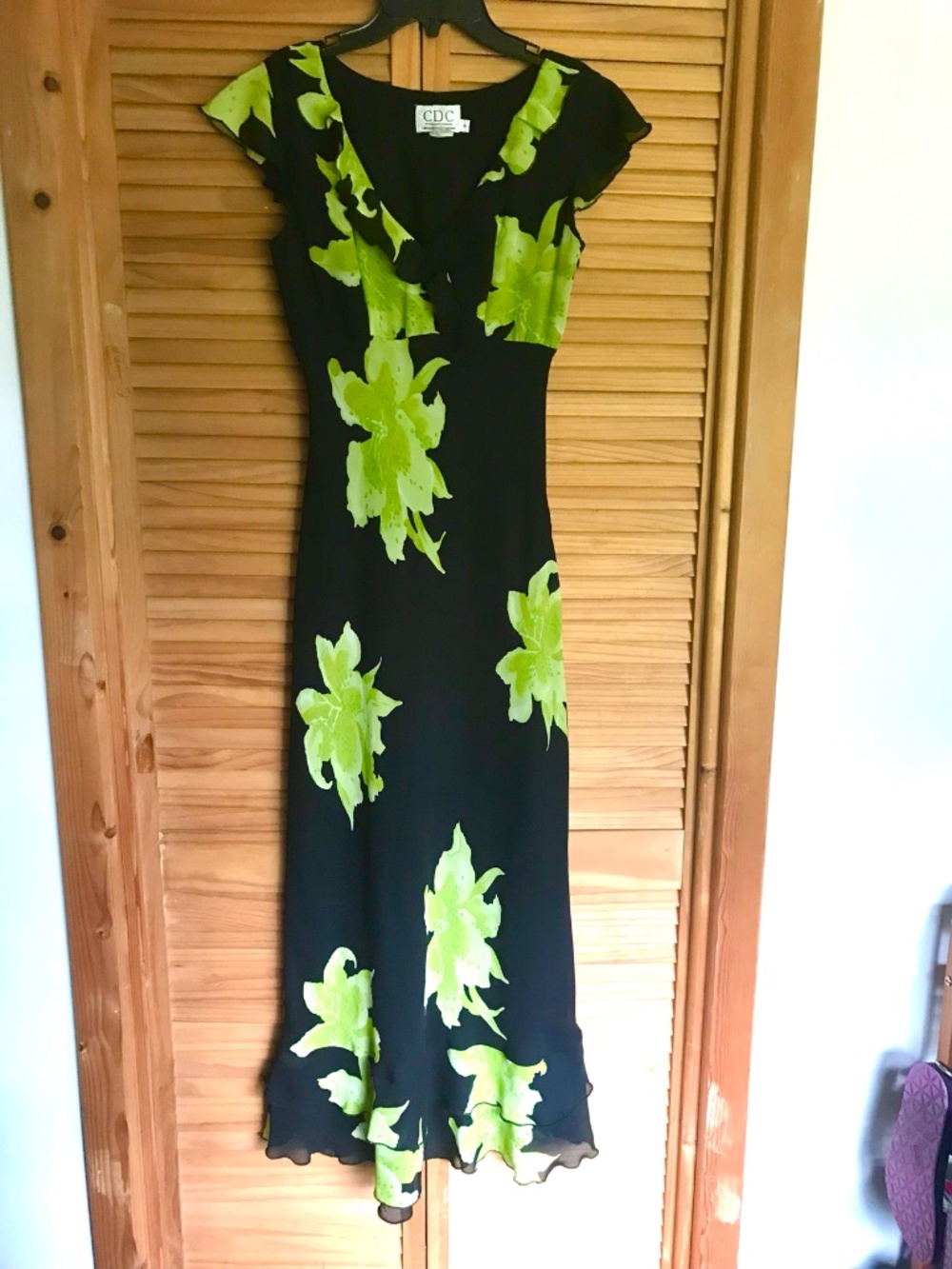 Vintage CDC black floral maxi dress